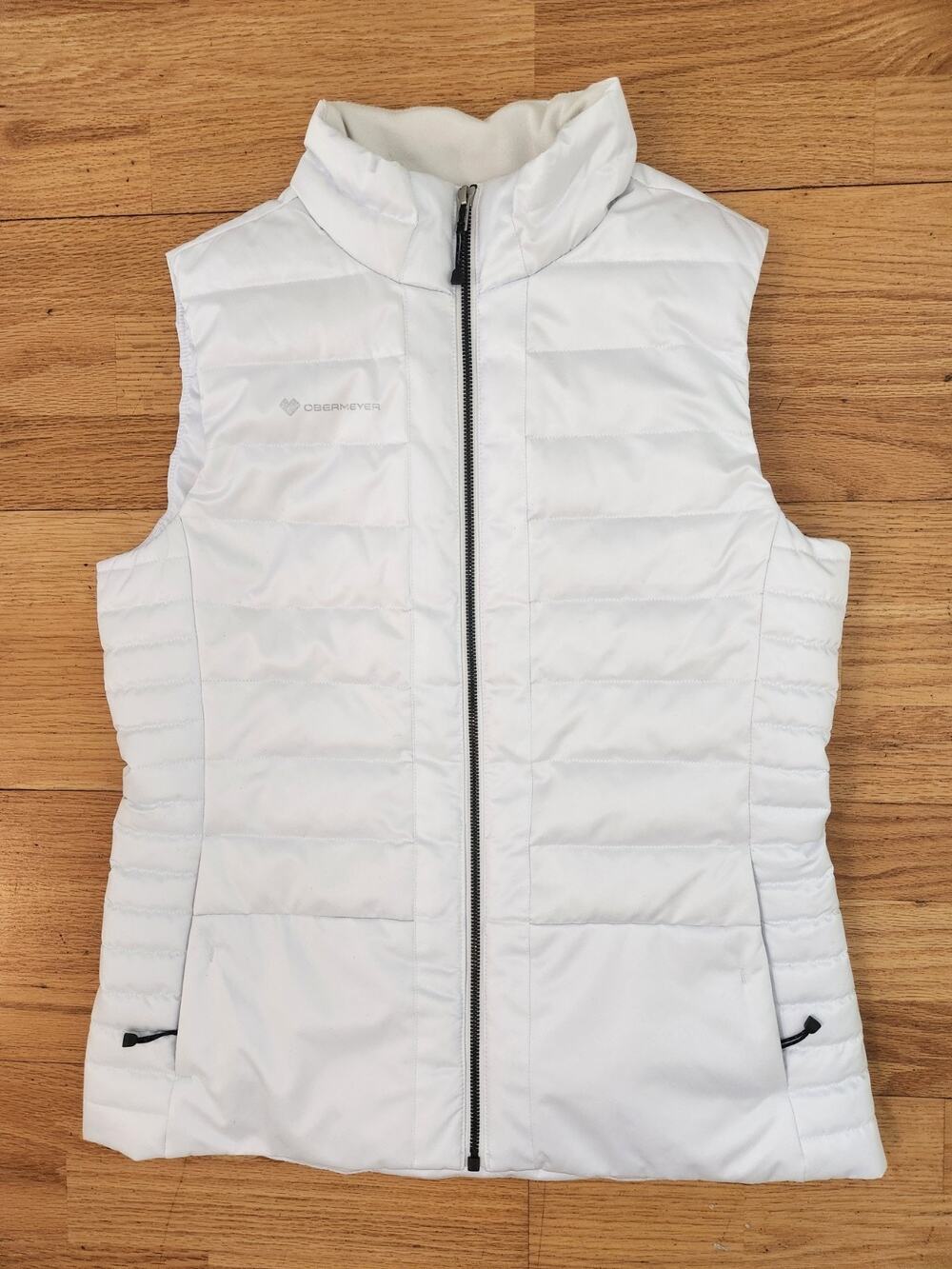 Obermeyer Nieve Down Puffer Vest Sz Medium Womens White Quilted Full Zip Outdoor